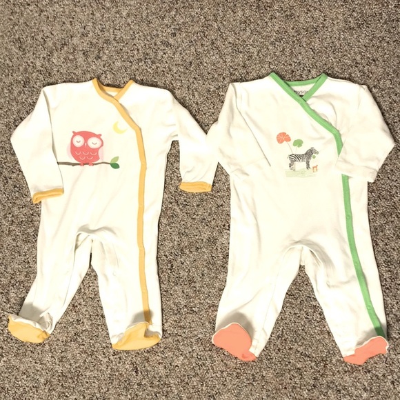 Two Babysoy One Piece Snap Footie Sleeper Pajamas Size 6-12 Months - Picture 1 of 6
